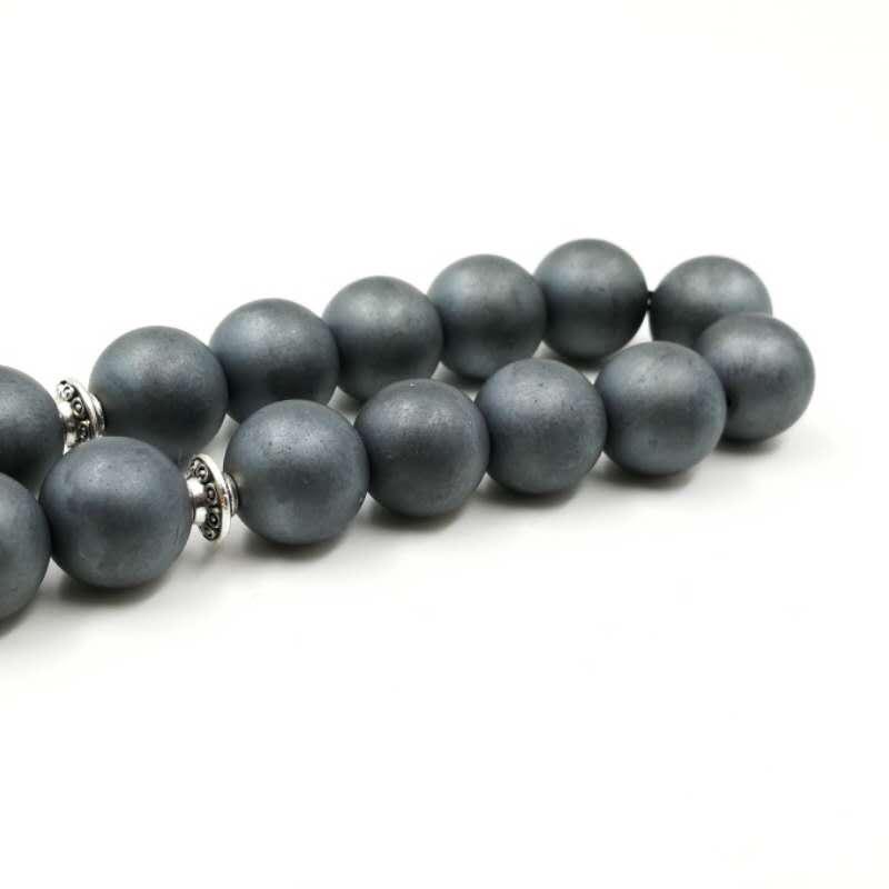 سبحة هيماتيت مطفي لون رمادي مع طربزونة يدويه