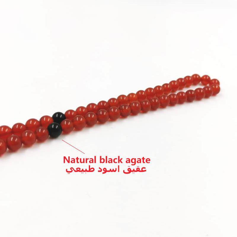 Tasbih Natural red agate pocket Muslim rosary 99beads 6mm - Bashatasbih