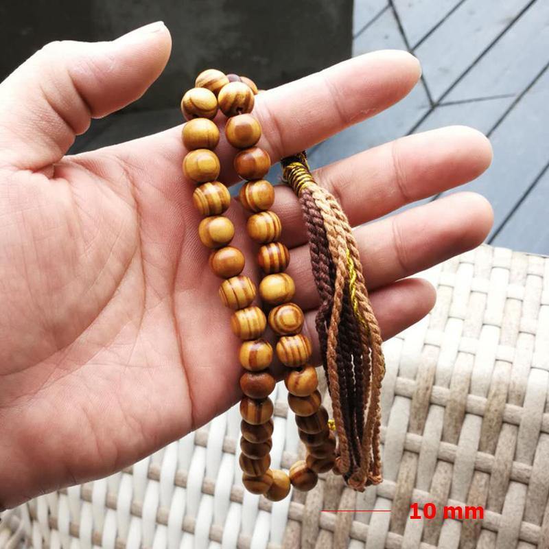Wood Tasbih 33 66 99 Beech wood Man's Misbaha Prayer Beads Rosary 8mm 10mm 12mm 14mm bead Size - Bashatasbih