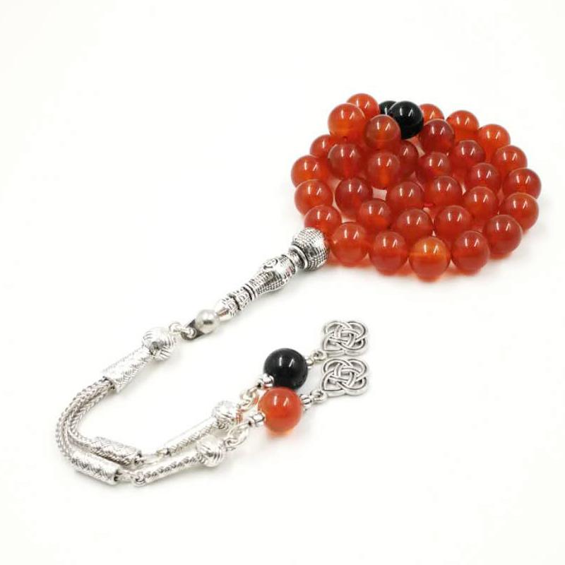 Natural Red Agates with Onyx 33 Tasbih Islam misbaha Muslim Everything is new bracelet prayer beads 33 66 99beads stone Rosary - Bashatasbih