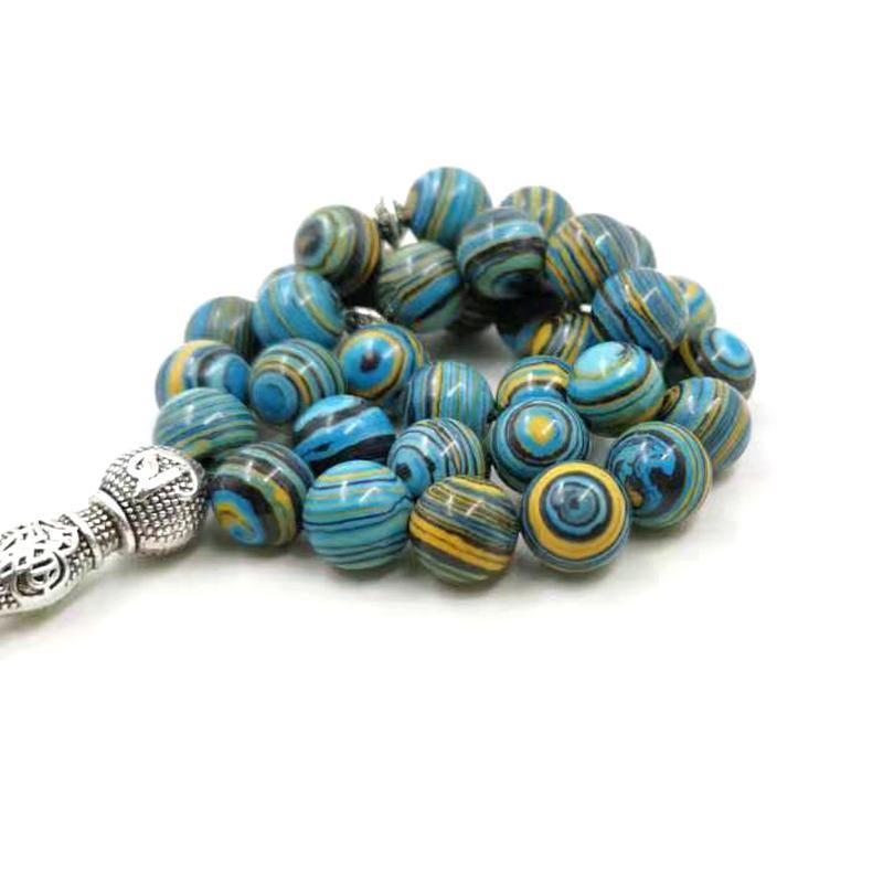 Blue Malachite tasbih 33prayer beads Special Rosary Muslim Accessories Eid Ramafan gfit high quality jewelry bracelet Misbaha - Bashatasbih