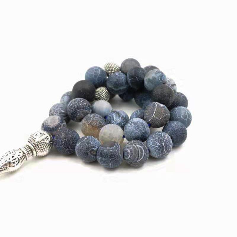 Natural Weathered Agates stone Tasbih prayer beads Misbaha 33beads New styles Cotton Tassel Professional Muslim Man's rosary - Bashatasbih