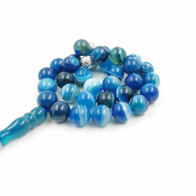 Natural Blue striped agate stone Tasbih - Bashatasbih