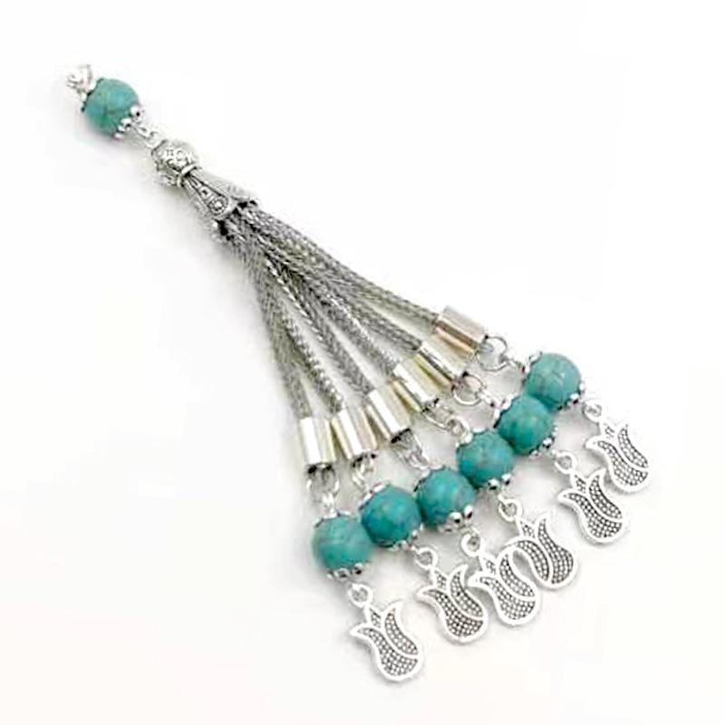 ستة سلاسل شرابة معدنية إكسسوارات السبحة مع خرزات الاحجار - Albashan