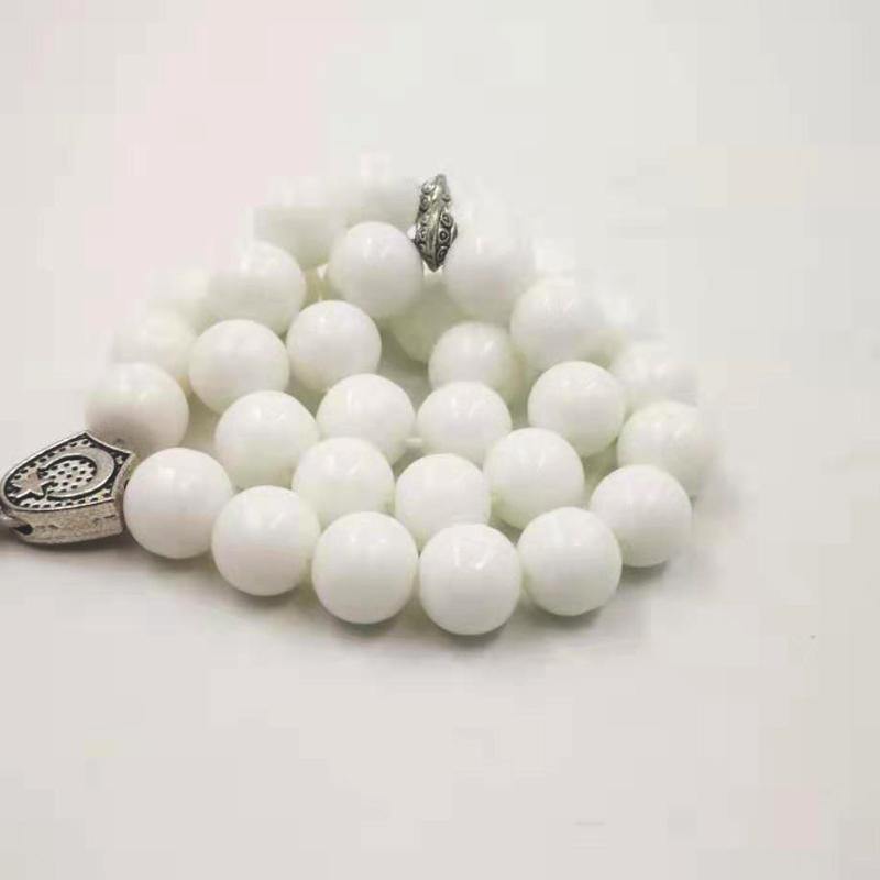 white ceramics tasbih Muslim Rosary prayer beads 33 66 99 beads white stone Misbaha - Bashatasbih