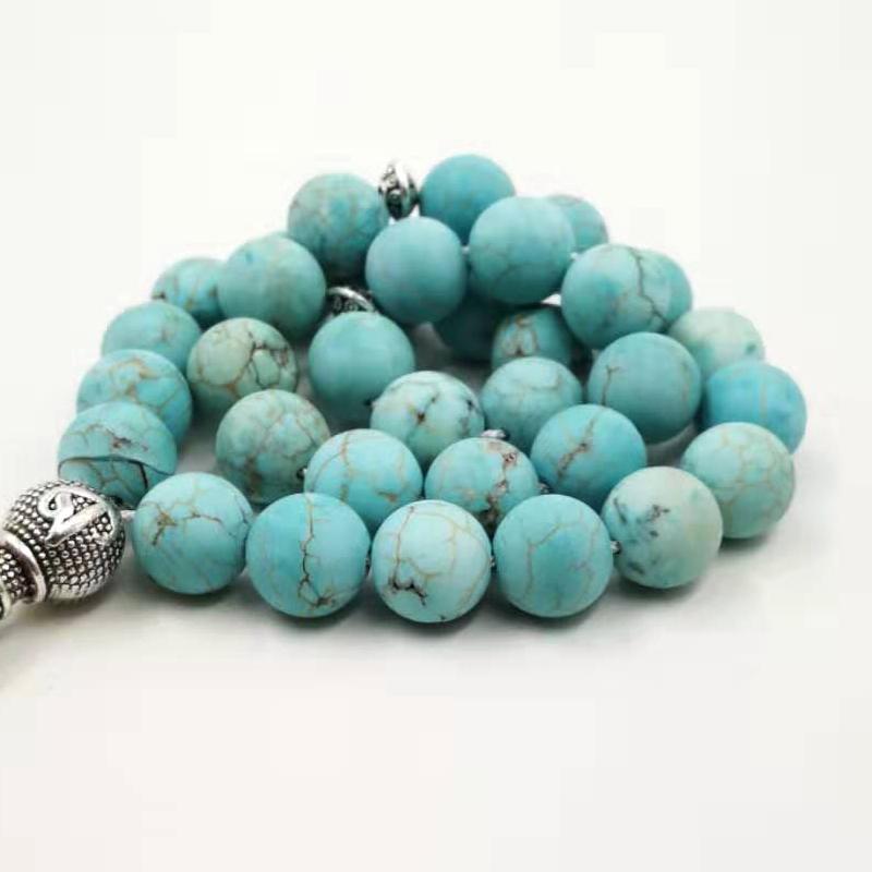 Natural frosted turquoise Tasbih Muslim Bracelet rosary islamic gift prayer beads 33 66 99 beads Misbaha - Bashatasbih