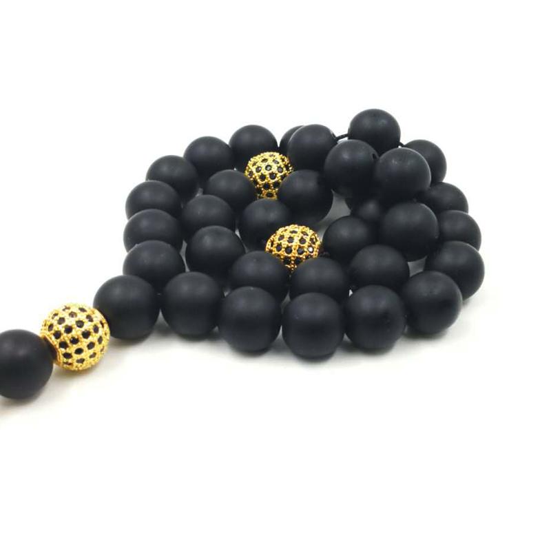 Men's Tasbih Frosted agate with zircon stone beads - Bashatasbih