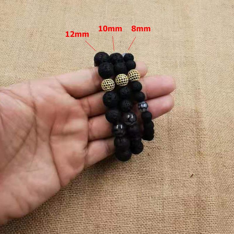 LAVA Volcanic stone Bracelet with Natural Agate and zircon beads - Bashatasbih