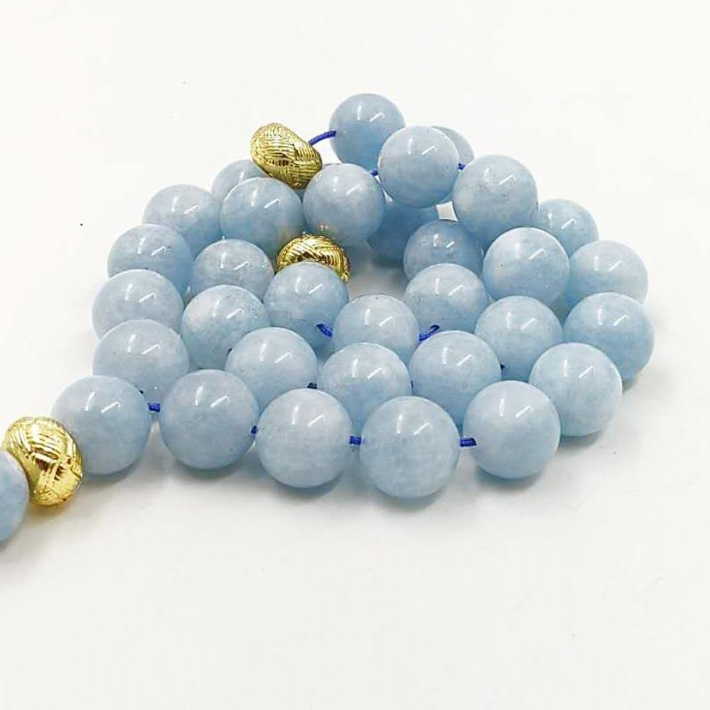 Natural Aquamarines stone New Style tasbih Bracelets Man's misbaha Special islam Gift for muslim 33 45 66 99 gold prayer beads - Bashatasbih