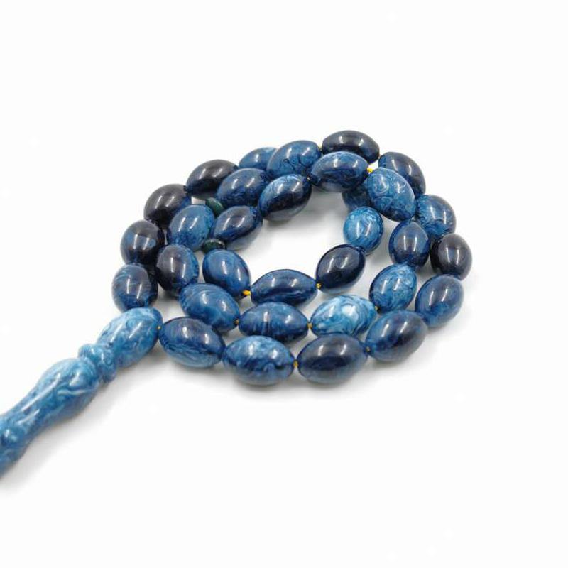 New Blue Tasbih Muslim man bracelet 33 prayerbeads leather tassel islamic arabic fashion rosary Kuwait 99 Misbaha Rosary - Bashatasbih