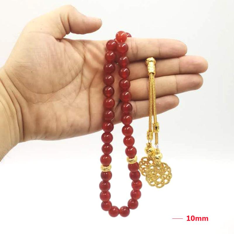 سبحة عقيق احمر مع طربزونة ذهبية