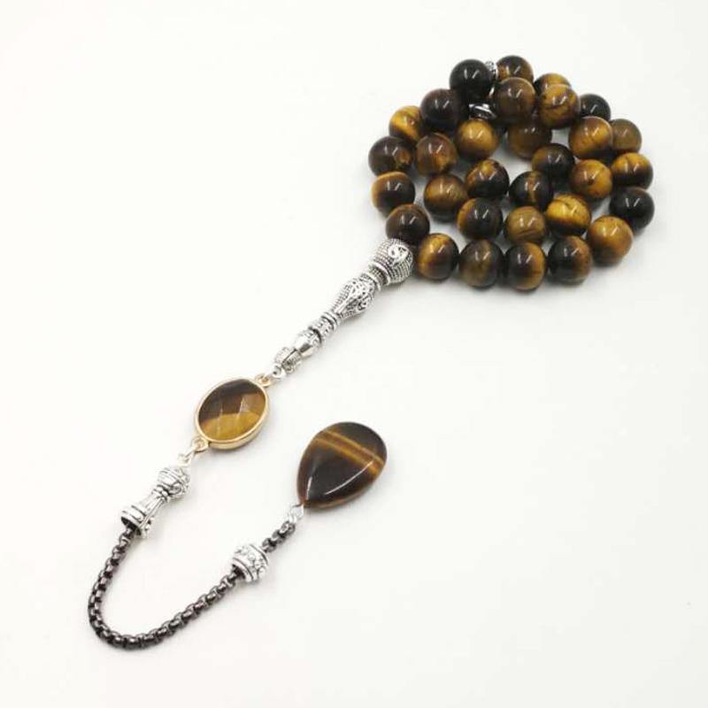 New style Man's Tasbih 2019 style Tiger eyes natural stone Muslim rosary islam 33 66 99 beads Fashion Bracelets - Bashatasbih