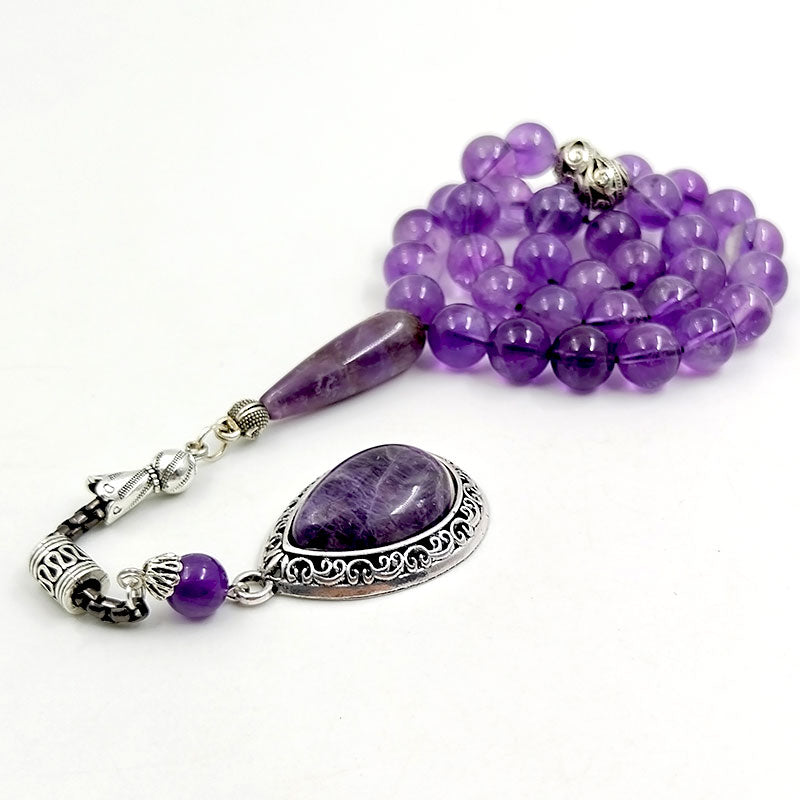 سبحة فخمه حجر جمشت طبيعية مع الاكسسوار جمشت مميزه