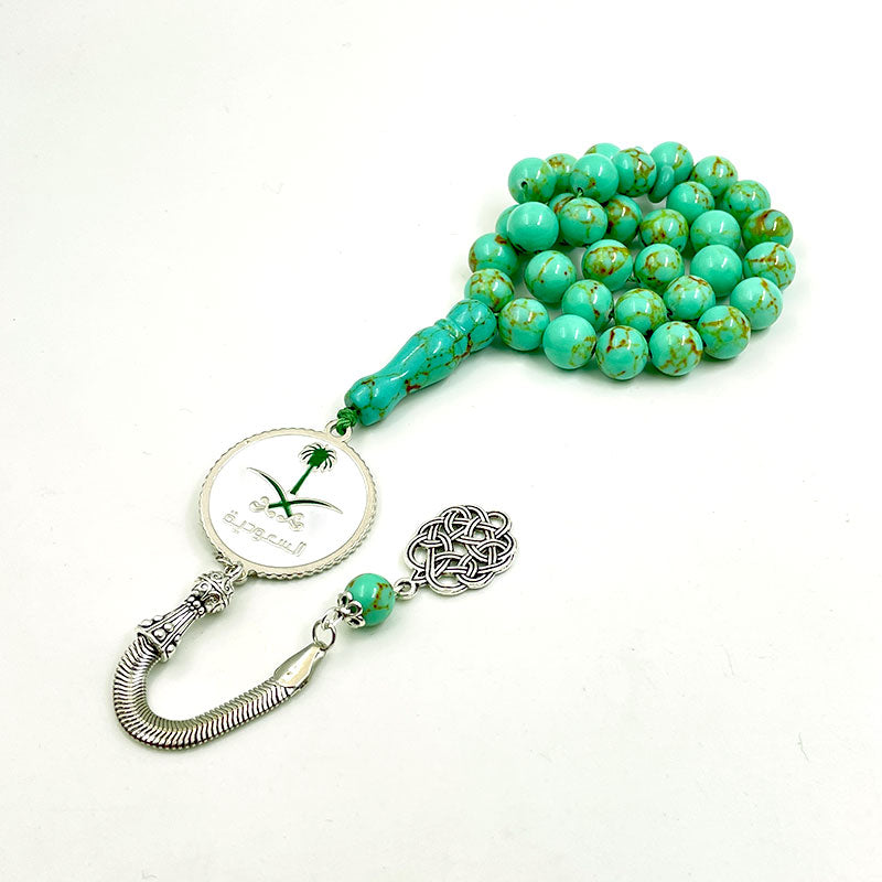سبحة شعار سعودية حجر فيروز اخضر