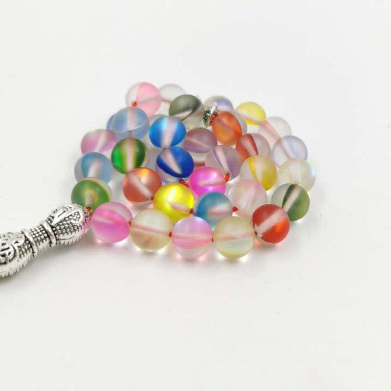 سبحة كريستال نمساوي خرز ملونة مع طربزونة معدنية احمر