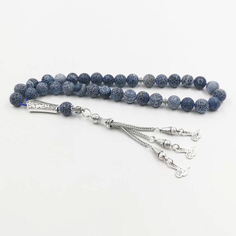 Tasbih Weathered agate stone with arabic metal tassel - Bashatasbih