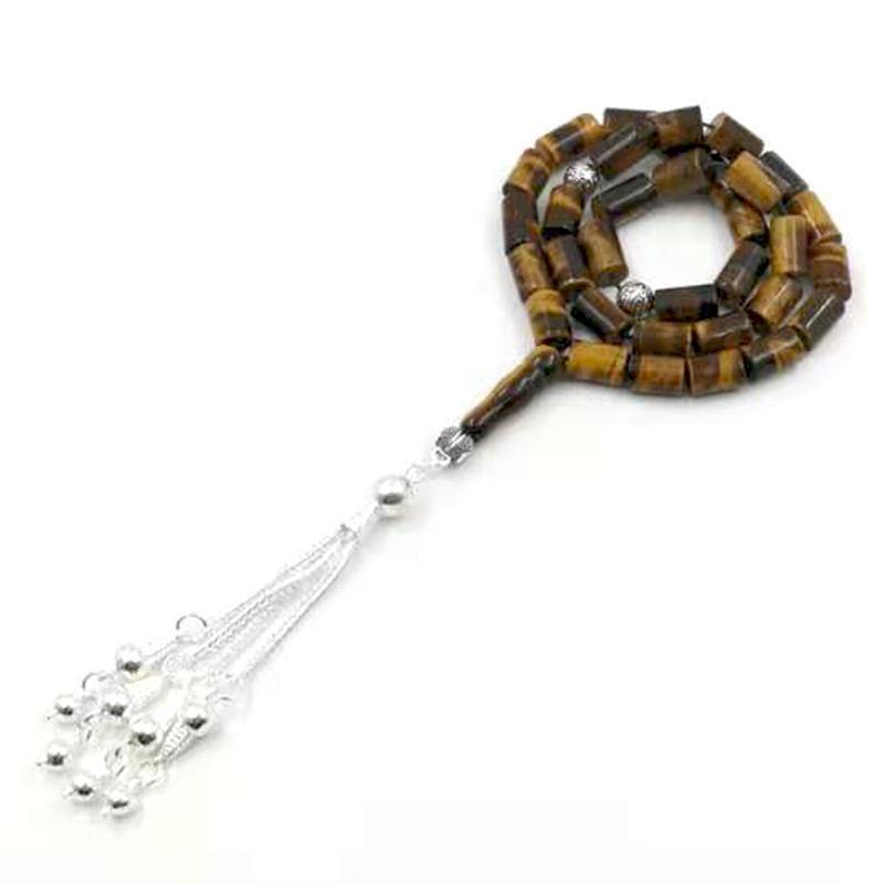 سبحة حجر عين النمر طبيعي اسطواني - Albashan