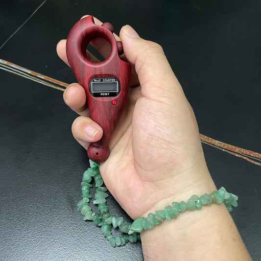 سبحة عداد ارقام يدوى مع سلسلة باحجار جاد طبيعي