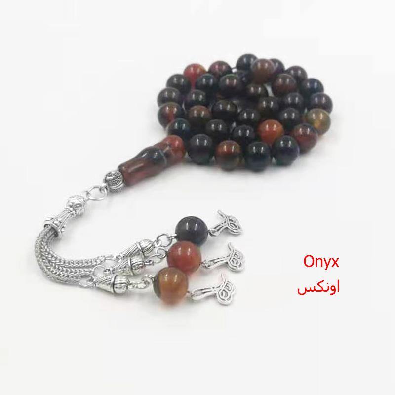 سبحة احجار كريمة الاشكال العام من حجر عقيق نجومي اونيكس عين النمر عقيق عشبي - Albashan