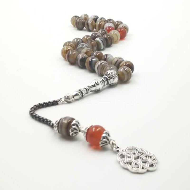 Man's Tasbih Natural Agates stripe With Red Agates Rosary 33 Islam misbaha Gift for Ramdan bracelet 33 66 99beads stone Rosary - Bashatasbih