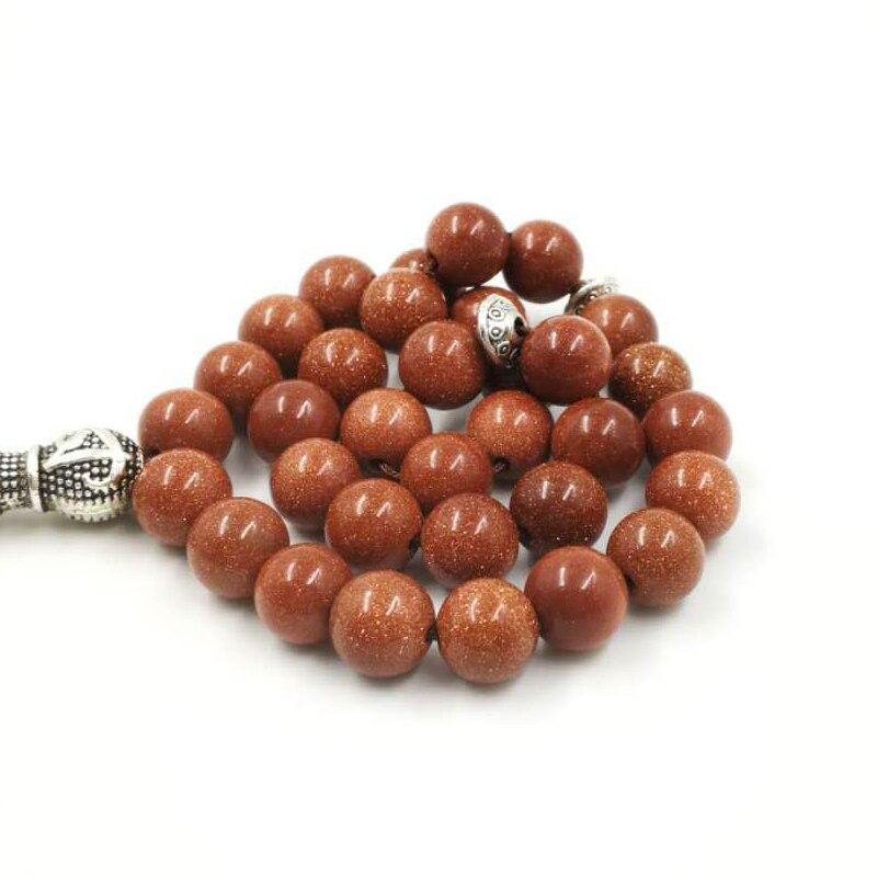 New style tasbih Natural Goldstone STONE Tesbih 33 45 66 99 prayer beads unique design misbaha tassels Muslim rosary - Bashatasbih