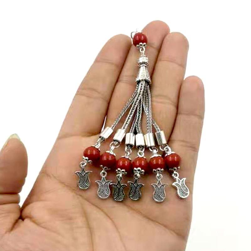 ستة سلاسل شرابة معدنية إكسسوارات السبحة مع خرزات الاحجار - Albashan