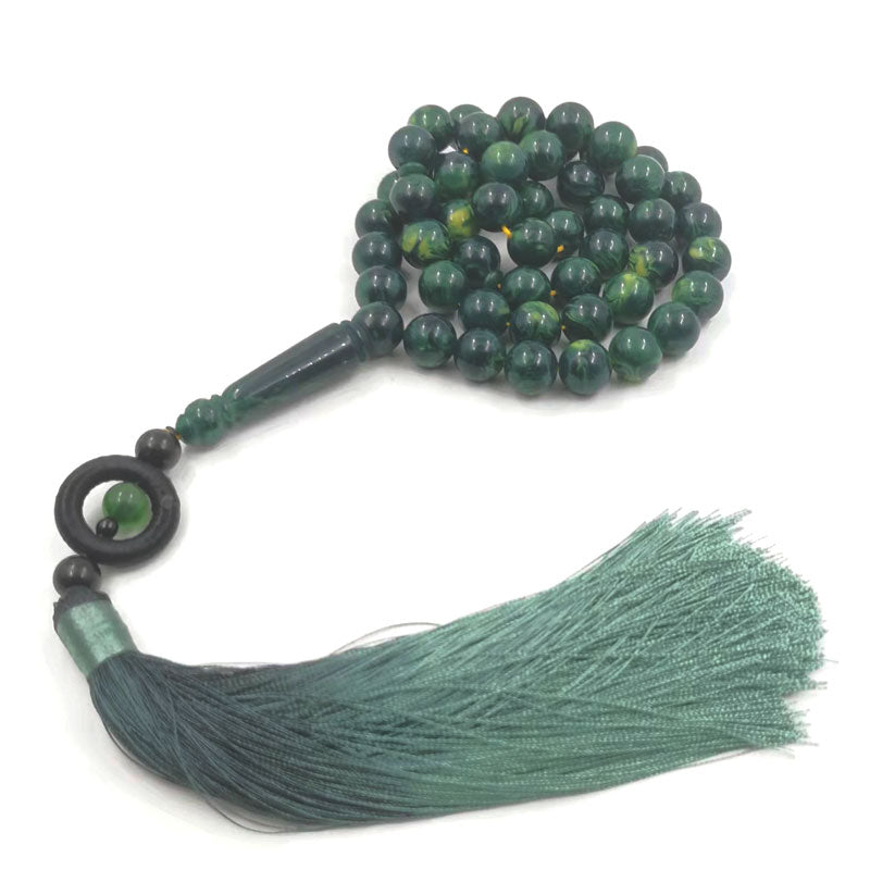 سبحة 51 خرز مستكة اخضر مميزه مع كركوشة اخضر فخمة