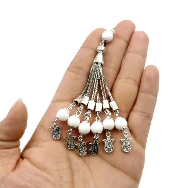 ستة سلاسل شرابة معدنية إكسسوارات السبحة مع خرزات الاحجار - Albashan