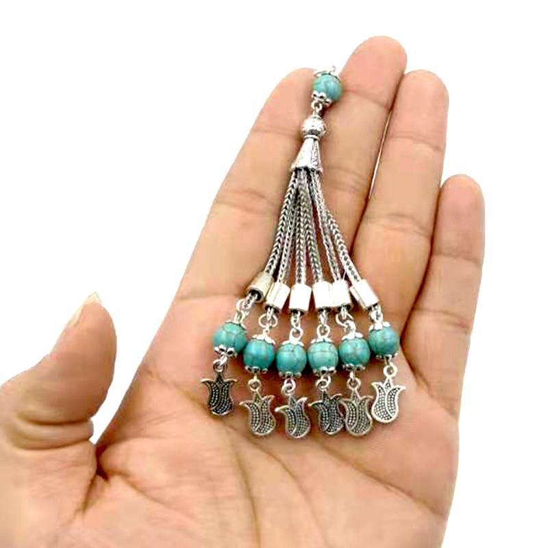 ستة سلاسل شرابة معدنية إكسسوارات السبحة مع خرزات الاحجار - Albashan