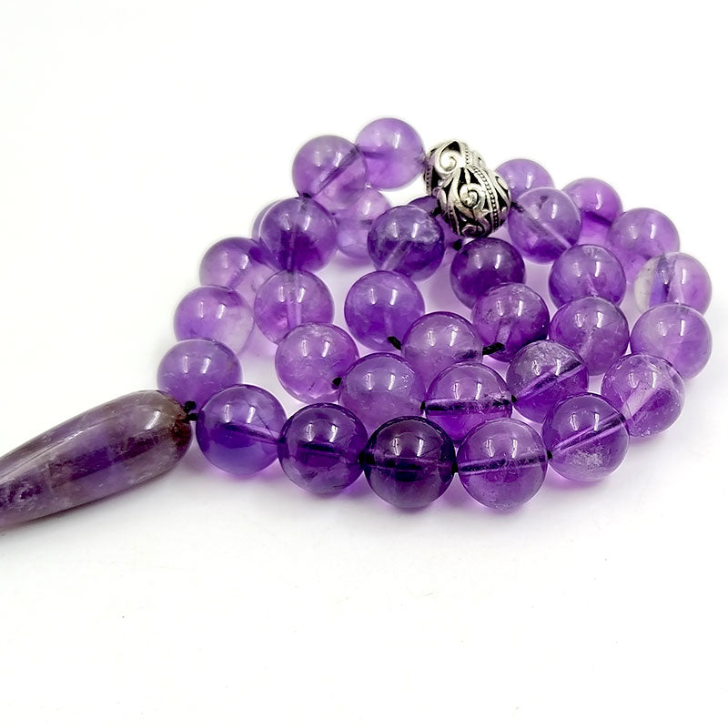 سبحة فخمه حجر جمشت طبيعية مع الاكسسوار جمشت مميزه