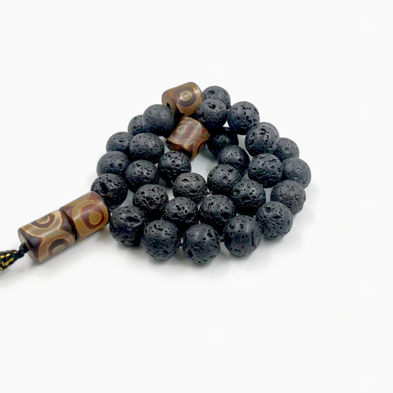 سبحة رجاليه فخمه حجر بركاني حجر الطاقة مع عقيق عيون تبتيه