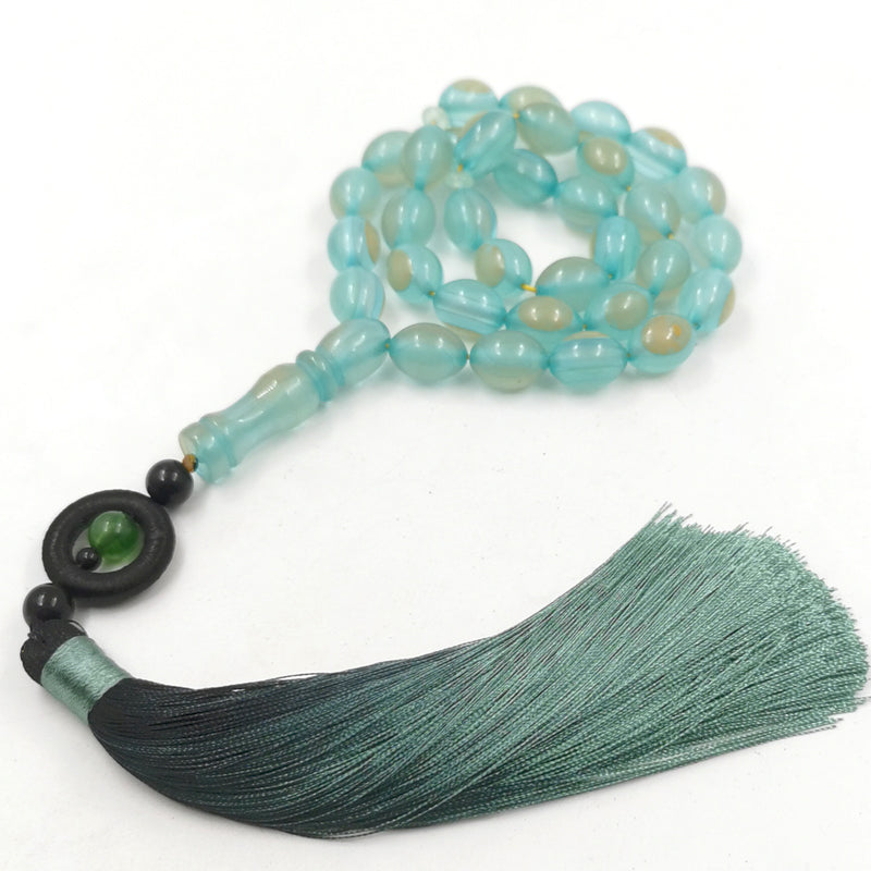 سبحة فخمة مستكة اخضر مضيئة بالظلام مع كركوشة اخضر مميزه