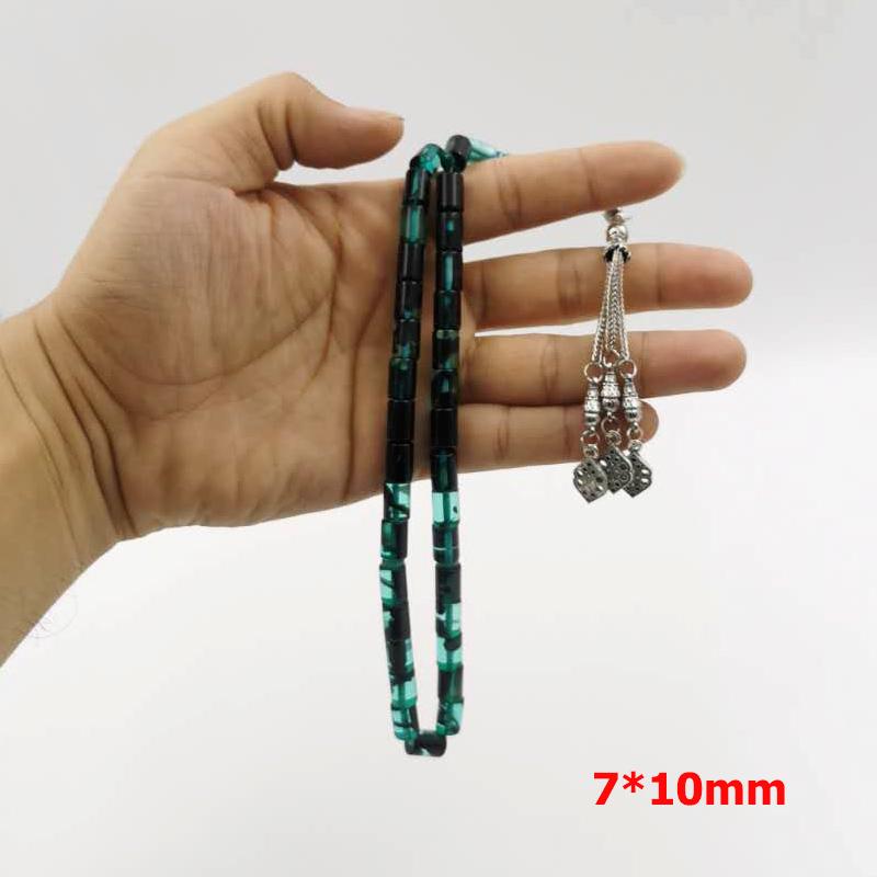سبحة رجاليه مستكة ازرق مع شرابة معدنية
