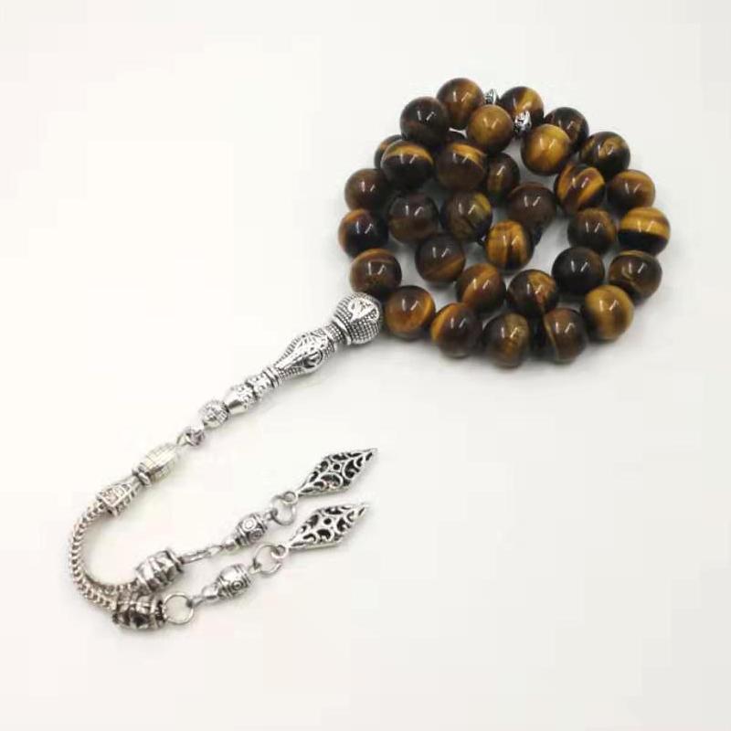 Big Size Natural Tiger eyes Tabish Muslim misbaha prayer beads 33 66 99beads Arabic fashion Rosary - Bashatasbih