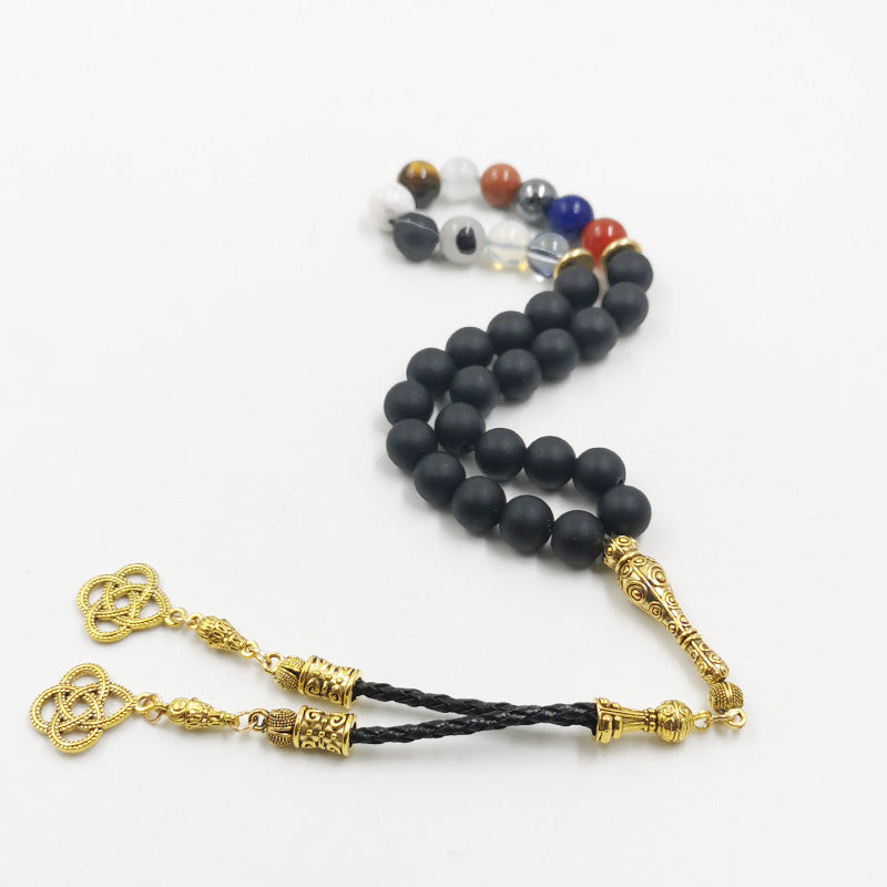 سبحة عقيق مطفي مع 12 انواع الاحجار مختلف