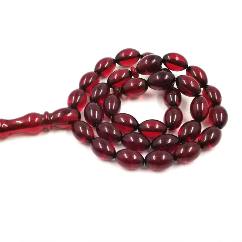 Tasbih Red Resin cotton tassel prayer beads 9*13mm Rosary Misbaha Bracelets - Bashatasbih