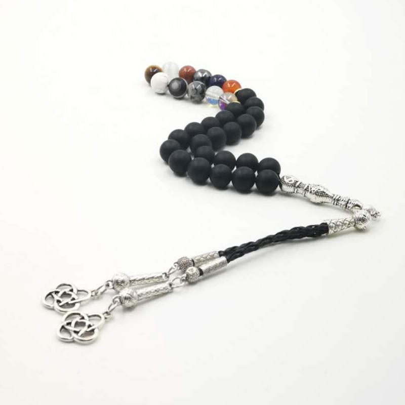Tasbih Natural Frosted agates red agates sandstone lapis lazuli hematite crystal cat eye tiger eye white turquoises Opal Sulaimani - Bashatasbih