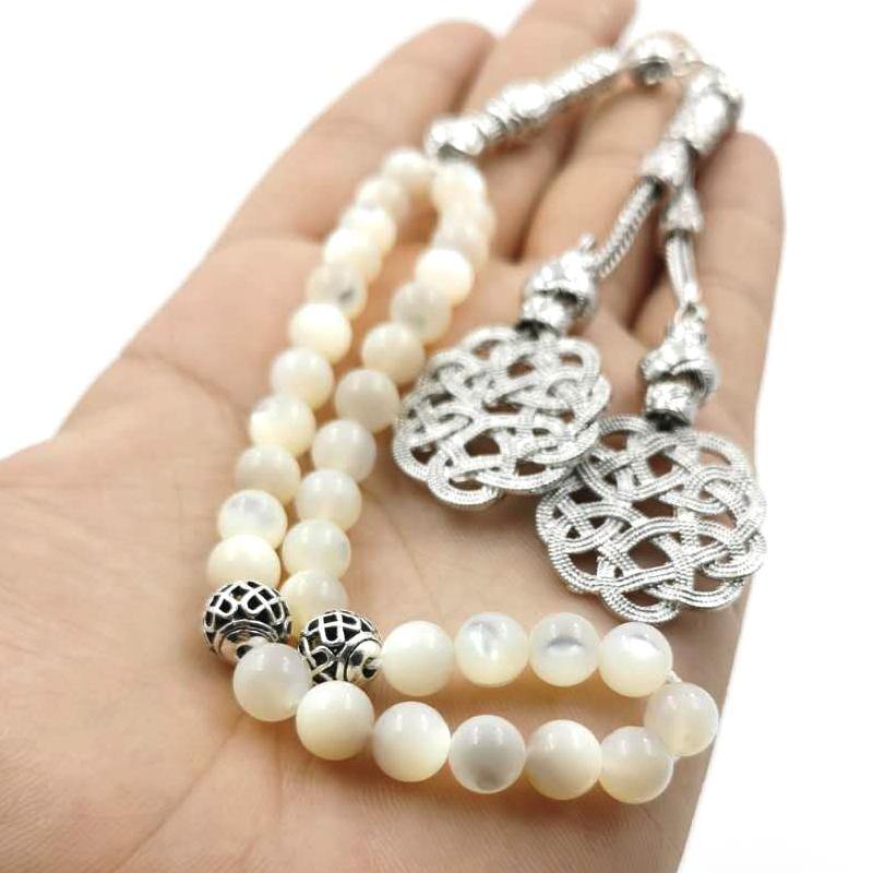 سبحة صدف بحري اصفر بيضاء طبيعية - Albashan