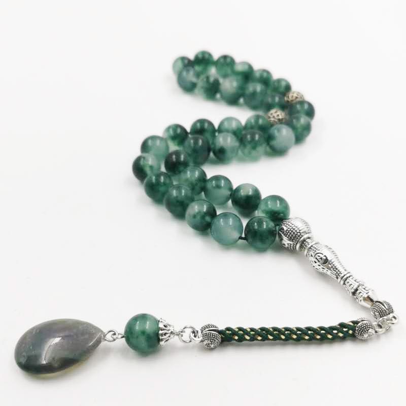 Tasbih Natural gemstone green jade Misbaha - Bashatasbih
