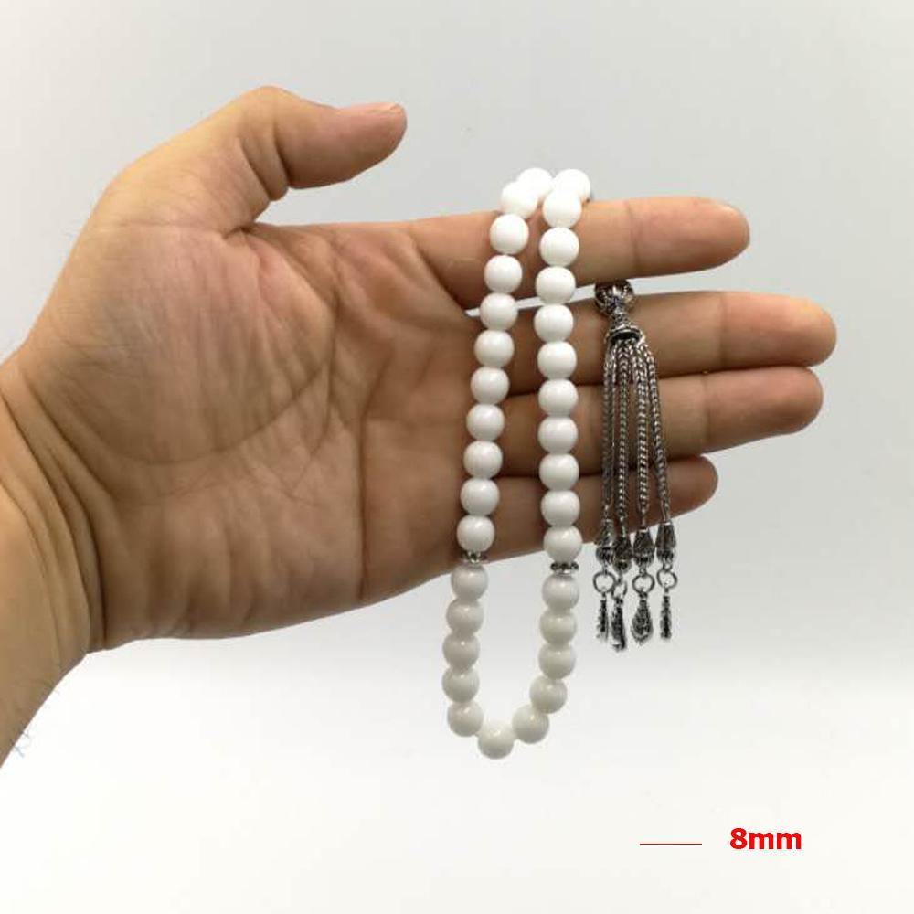 white tasbih Muslim Rosary prayer beads 33 66 99 beads white stone Misbaha - Bashatasbih