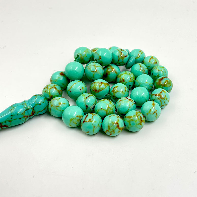 سبحة شعار سعودية حجر فيروز اخضر