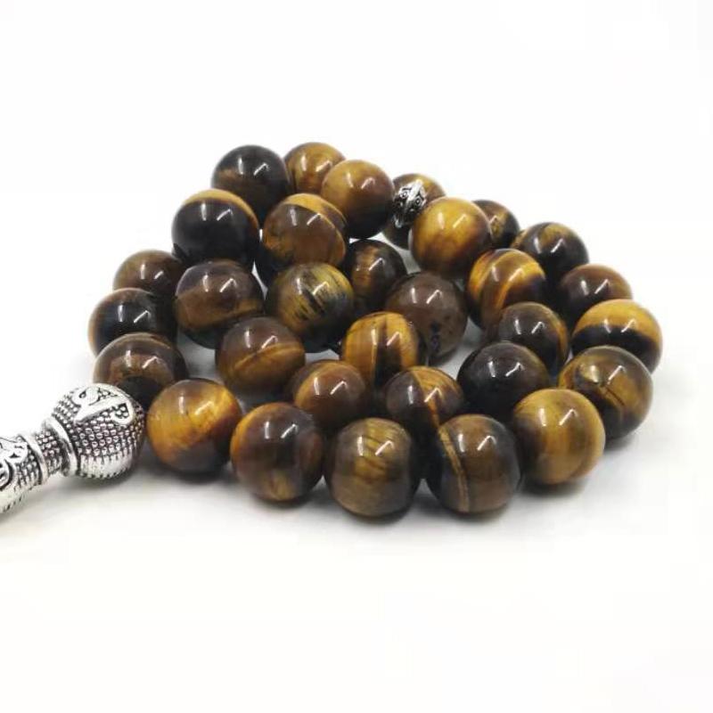 Big Size Natural Tiger eyes Tabish Muslim misbaha prayer beads 33 66 99beads Arabic fashion Rosary - Bashatasbih
