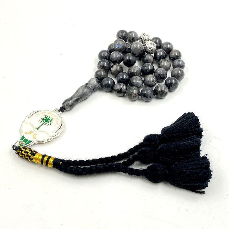 سبحة شعار سعودية حجر اللابرادوريت طبيعي