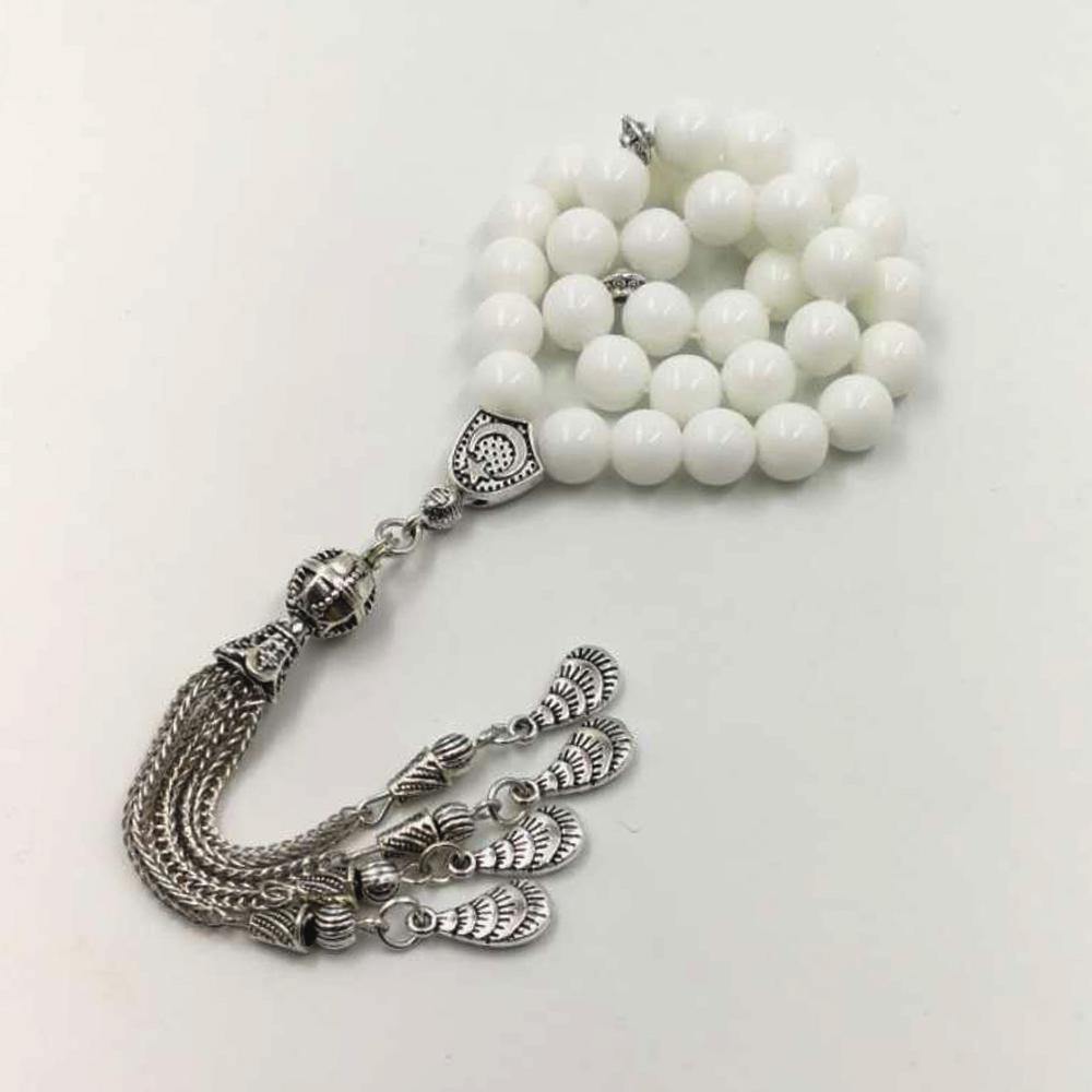 white tasbih Muslim Rosary prayer beads 33 66 99 beads white stone Misbaha - Bashatasbih