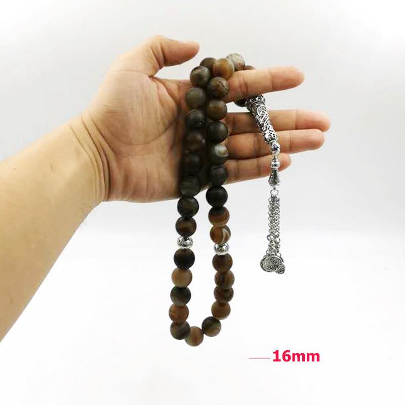 Big Tasbih Natural agates stone 33 Prayer bead misbaha Special Rosary Muslim Accessories jewelry bracelet islamic gifts - Bashatasbih