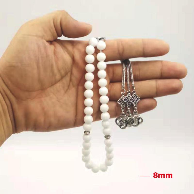 white ceramics tasbih Muslim Rosary prayer beads 33 66 99 beads white stone Misbaha - Bashatasbih