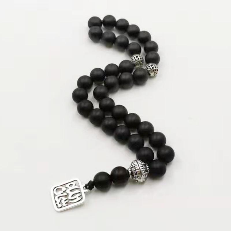 Man's Frosted agates Tasbih New style Black stone Muslim prayer beads 33 66 99Misbaha beads Rosary Islamic gift - Bashatasbih