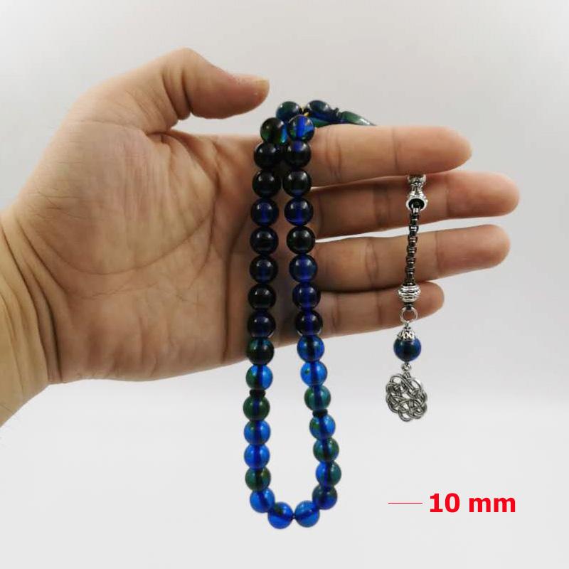 Green with Blue Resin Tasbih Muslim 33 45 66 99 prayer beads Islamic Man's Green Accessories jewelry Misbaha Arab Bracelets - Bashatasbih