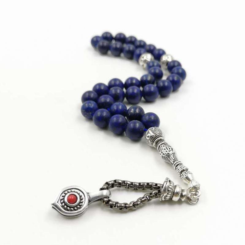 2020Natural Lapis lazulis Tasbih with Turquoises Rosary Muslim gfit Ramadan 33 66 99 Paryer beads Muslim misbaha Man's bracelets - Bashatasbih
