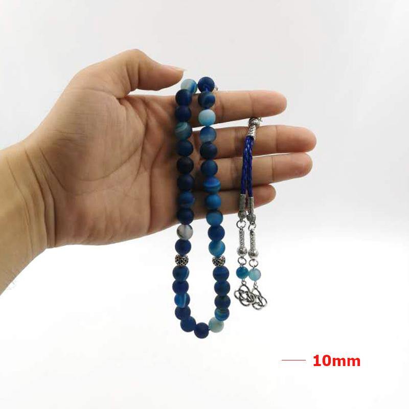 Tasbih Natural Blue agate stone muslim misbaha - Bashatasbih